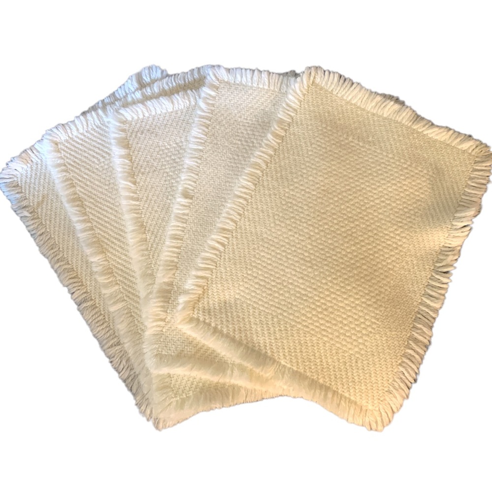 💯% Wool Sustainable Eco Handcrafted BasketWeave Frayed Table Placemats Set of 5